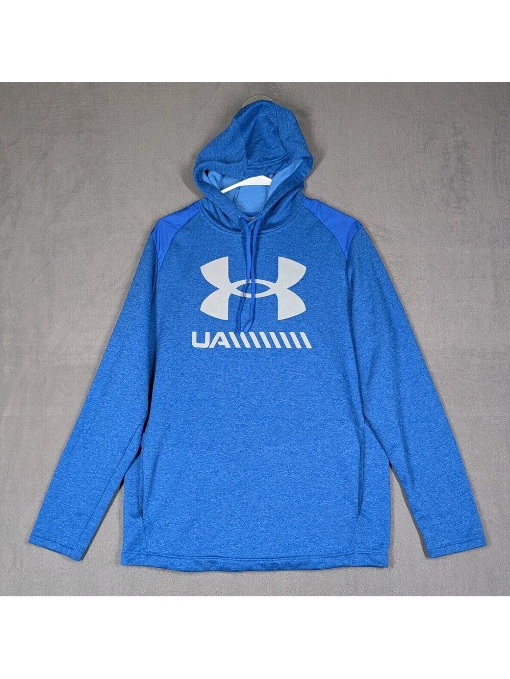 Under Armour Mens Medium Blue ColdGear Loose Fit Big Logo Pullover Fleece Hoodie